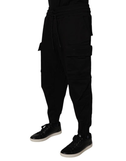 Dolce & Gabbana Black Cotton Men Cargo Jogger Sweatpants Pants by Dolce & Gabbana
