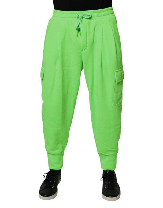 Dolce & Gabbana Neon Green Cargo Jogger Men Sweatpants Pants by Dolce & Gabbana