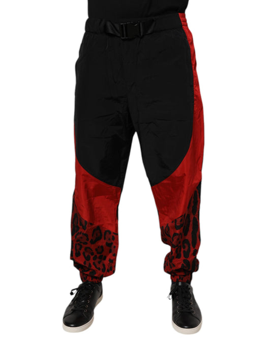 Dolce & Gabbana Black Red Leopard Jogger Sweatpants Pants by Dolce & Gabbana