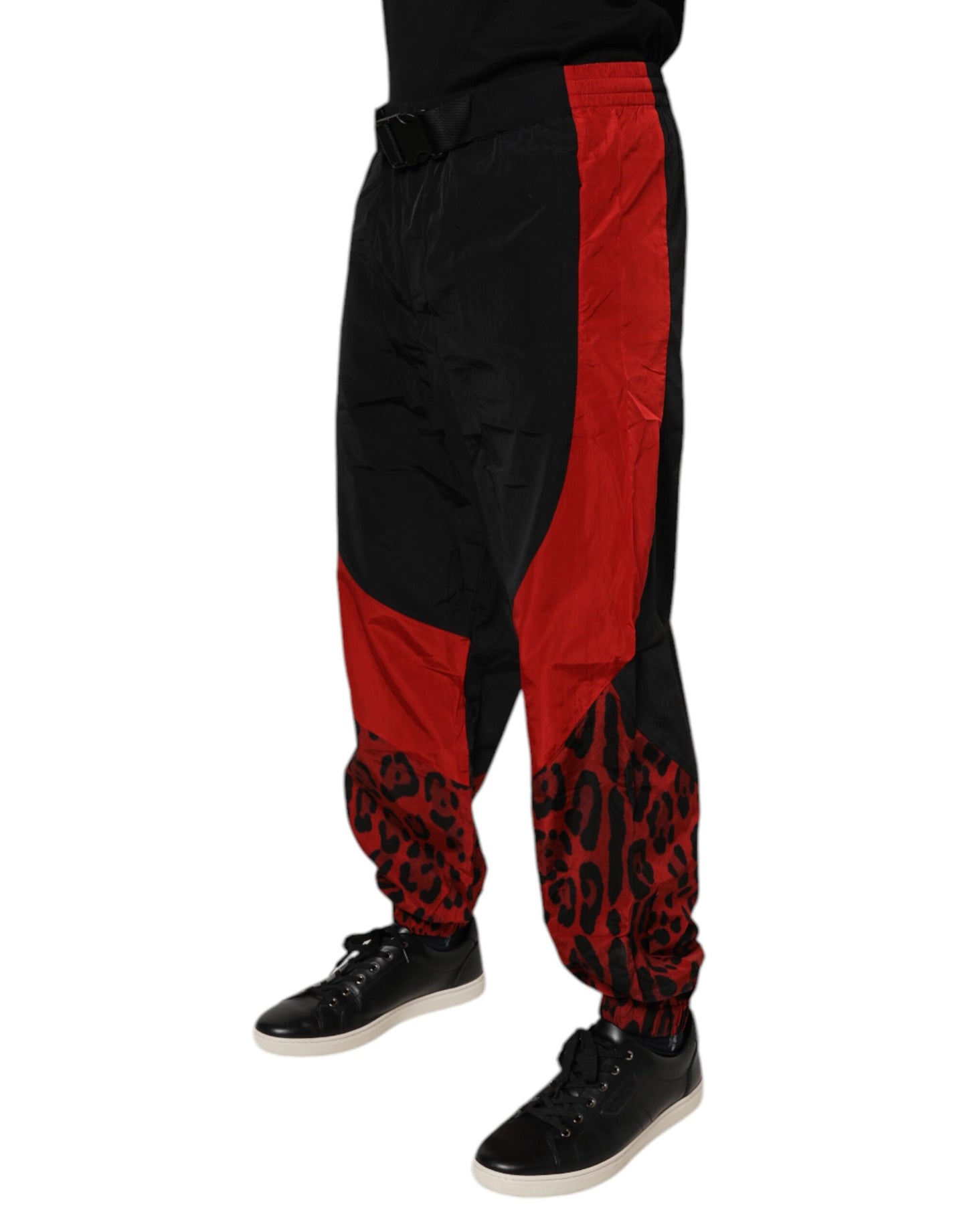 Dolce & Gabbana Black Red Leopard Jogger Sweatpants Pants by Dolce & Gabbana