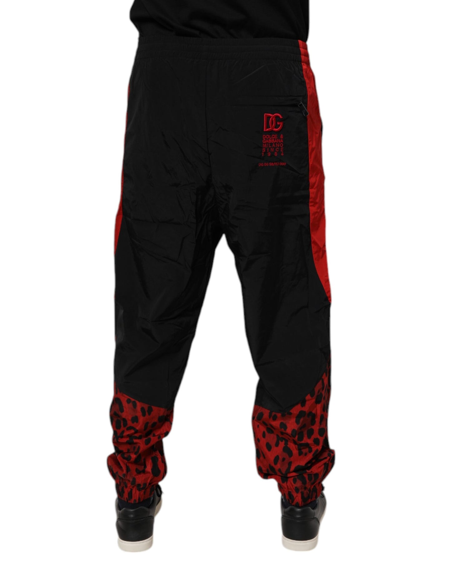 Dolce & Gabbana Black Red Leopard Jogger Sweatpants Pants by Dolce & Gabbana