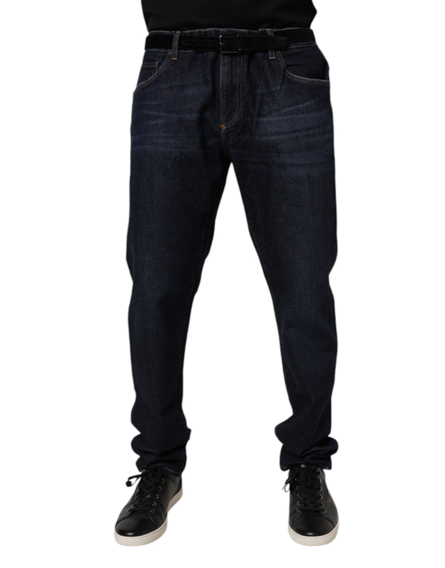 Dolce & Gabbana Dark Blue Cotton Stretch Skinny Denim Jeans by Dolce & Gabbana