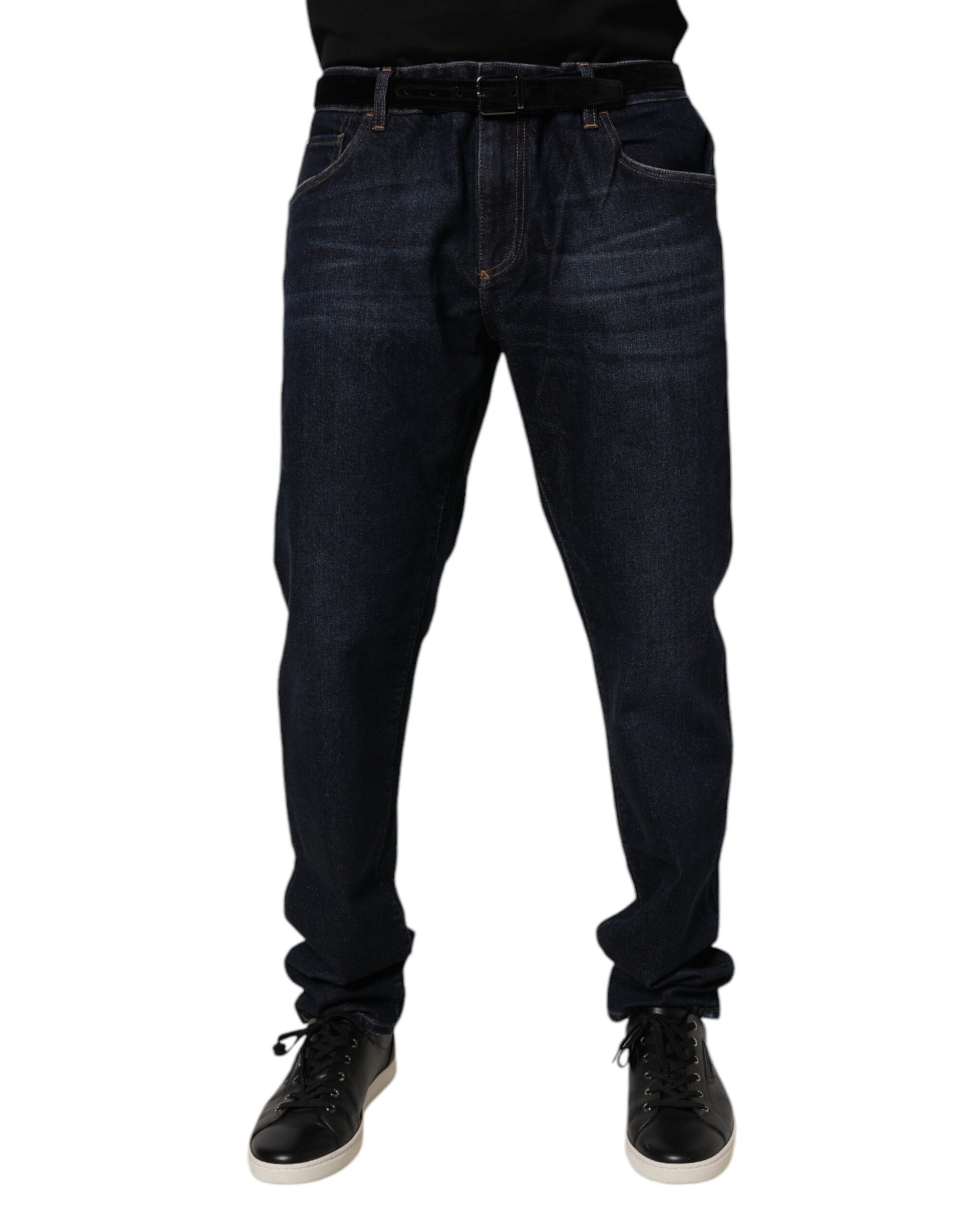 Dolce & Gabbana Dark Blue Cotton Stretch Skinny Denim Jeans by Dolce & Gabbana