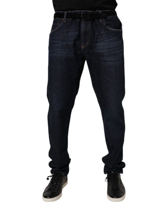 Dolce & Gabbana Dark Blue Cotton Stretch Skinny Denim Jeans by Dolce & Gabbana