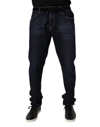 Dolce & Gabbana Dark Blue Cotton Stretch Skinny Denim Jeans by Dolce & Gabbana