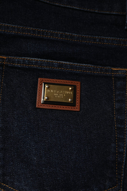 Dolce & Gabbana Dark Blue Cotton Stretch Skinny Denim Jeans by Dolce & Gabbana