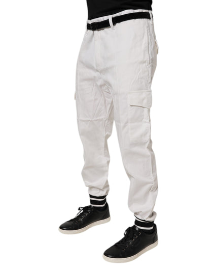 Dolce & Gabbana White Cotton Jogger Cargo Skinny Pants by Dolce & Gabbana