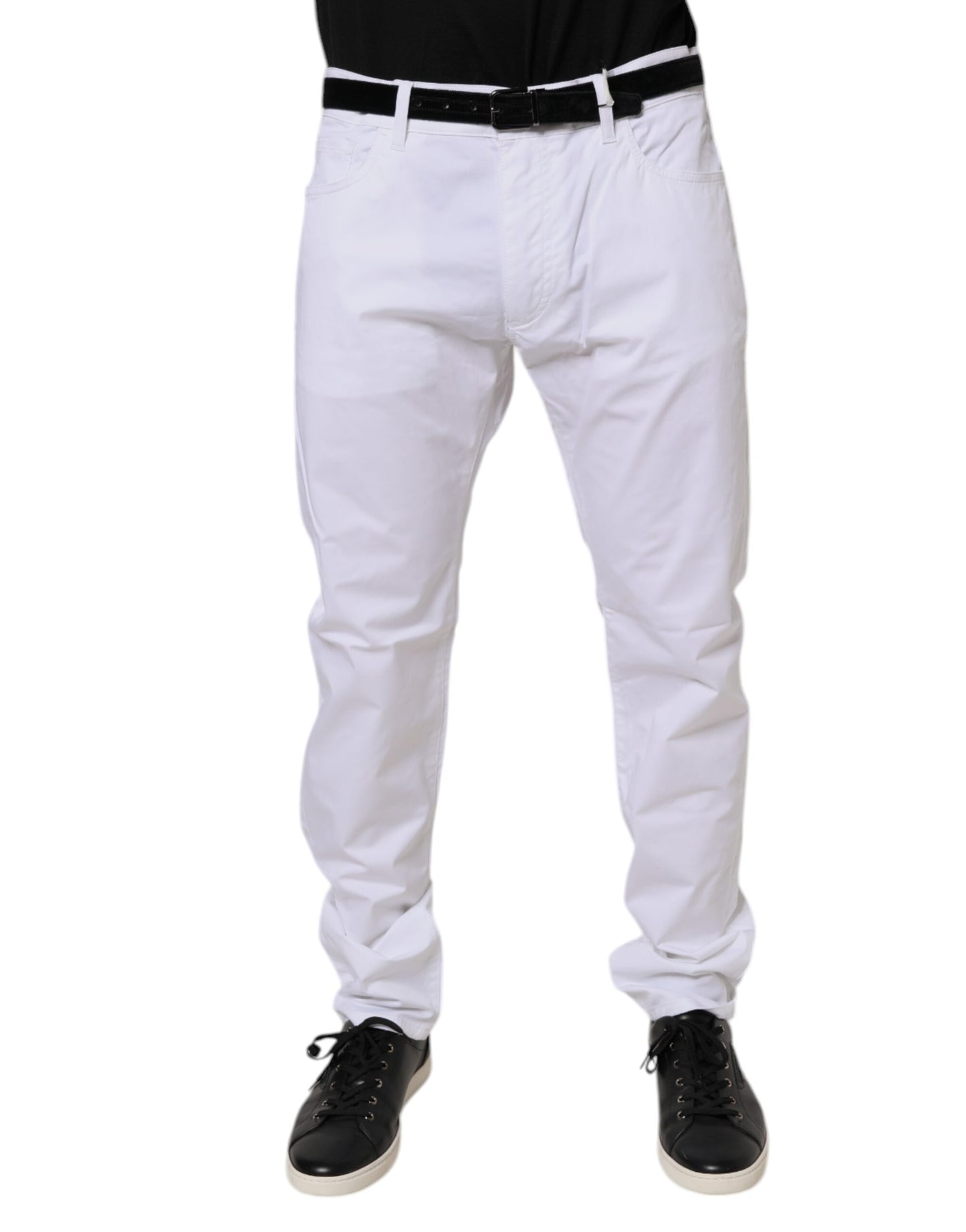 Dolce & Gabbana White Cotton Stretch Skinny Dress Formal Pants by Dolce & Gabbana