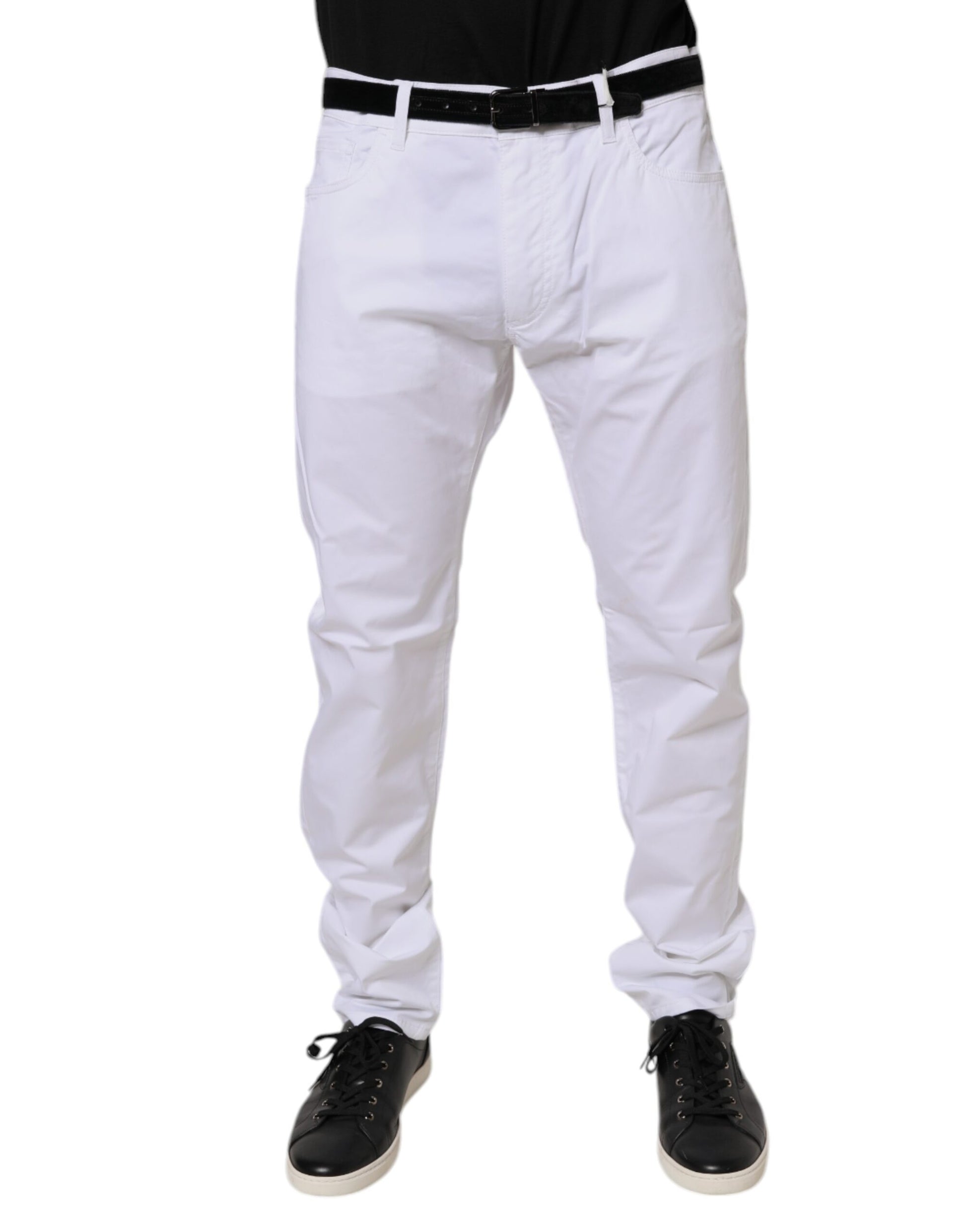 Dolce & Gabbana White Cotton Stretch Skinny Dress Formal Pants by Dolce & Gabbana