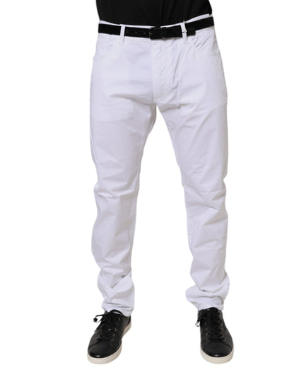 Dolce & Gabbana White Cotton Stretch Skinny Dress Formal Pants by Dolce & Gabbana