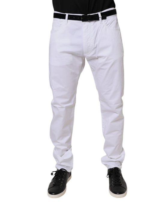 Dolce & Gabbana White Cotton Stretch Skinny Dress Formal Pants by Dolce & Gabbana