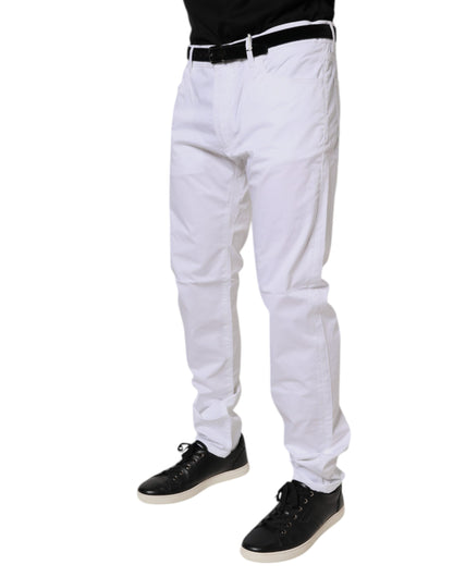 Dolce & Gabbana White Cotton Stretch Skinny Dress Formal Pants by Dolce & Gabbana