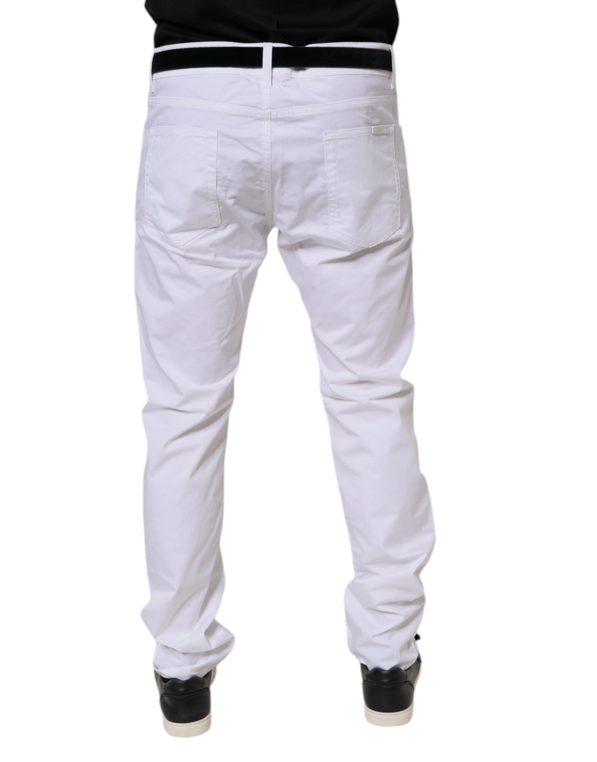 Dolce & Gabbana White Cotton Stretch Skinny Dress Formal Pants by Dolce & Gabbana