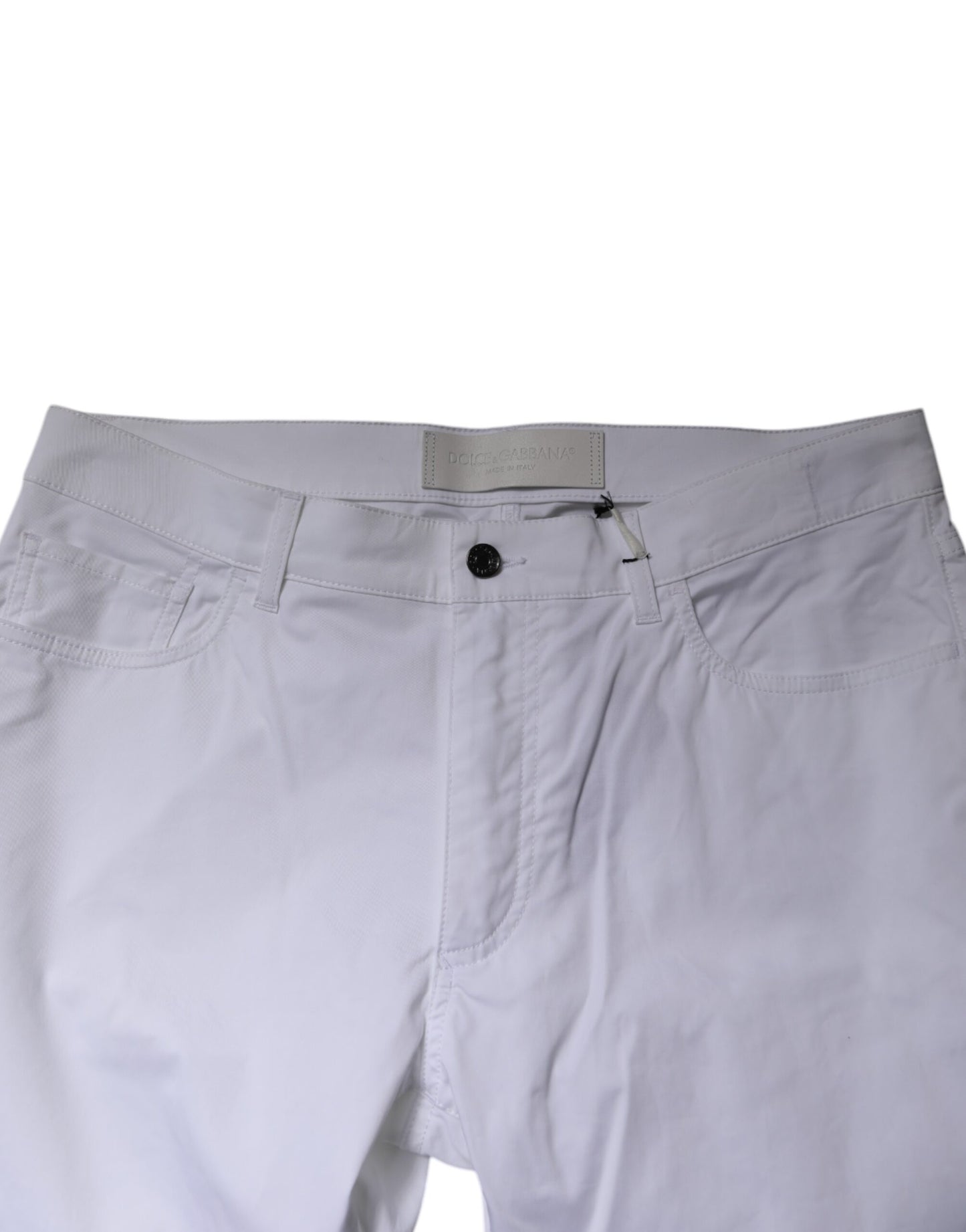 Dolce & Gabbana White Cotton Stretch Skinny Dress Formal Pants by Dolce & Gabbana