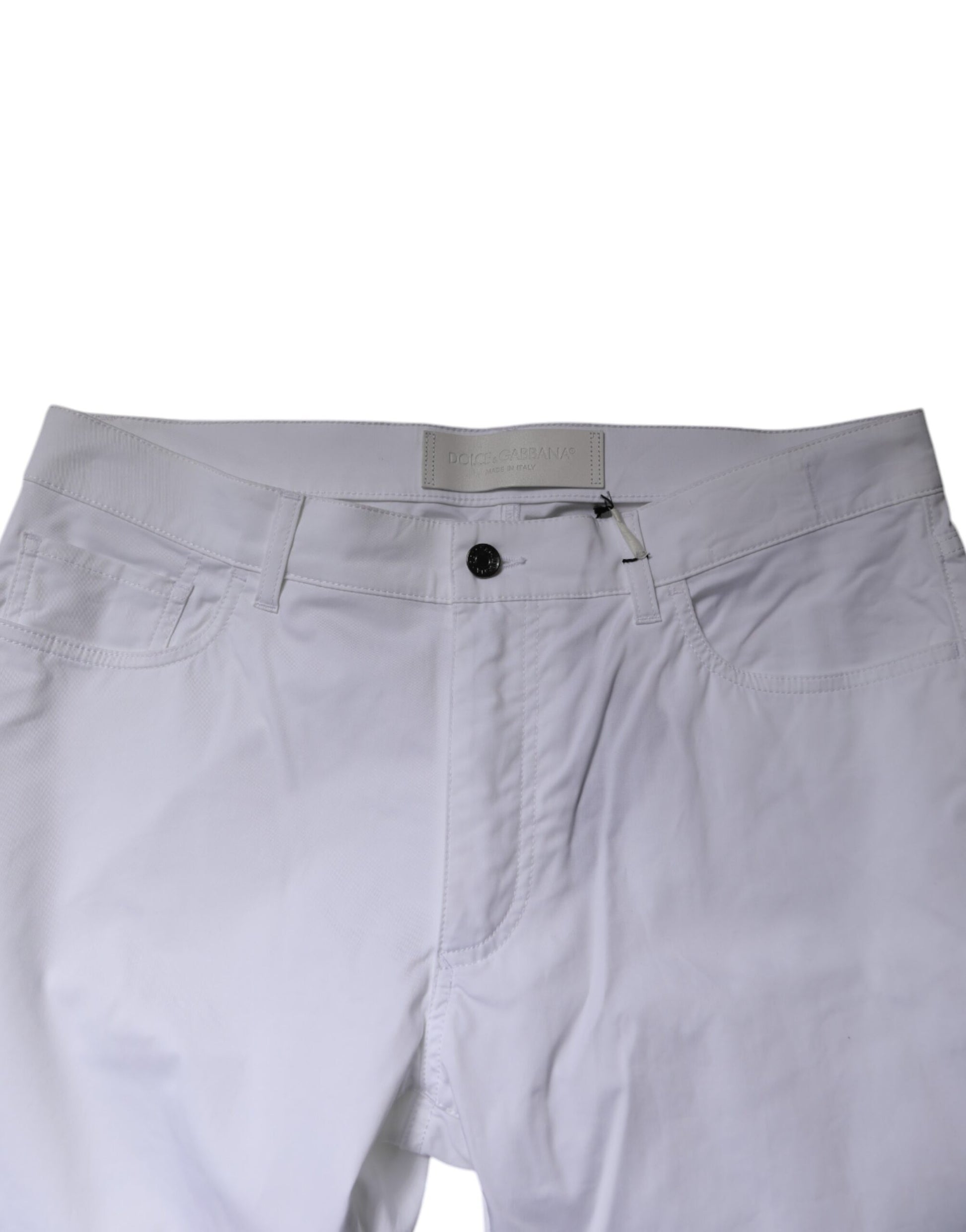 Dolce & Gabbana White Cotton Stretch Skinny Dress Formal Pants by Dolce & Gabbana