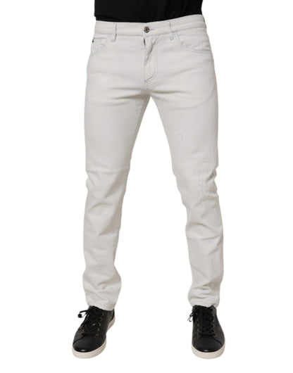 Dolce & Gabbana White Cotton Stretch Skinny Slim Denim Jeans by Dolce & Gabbana