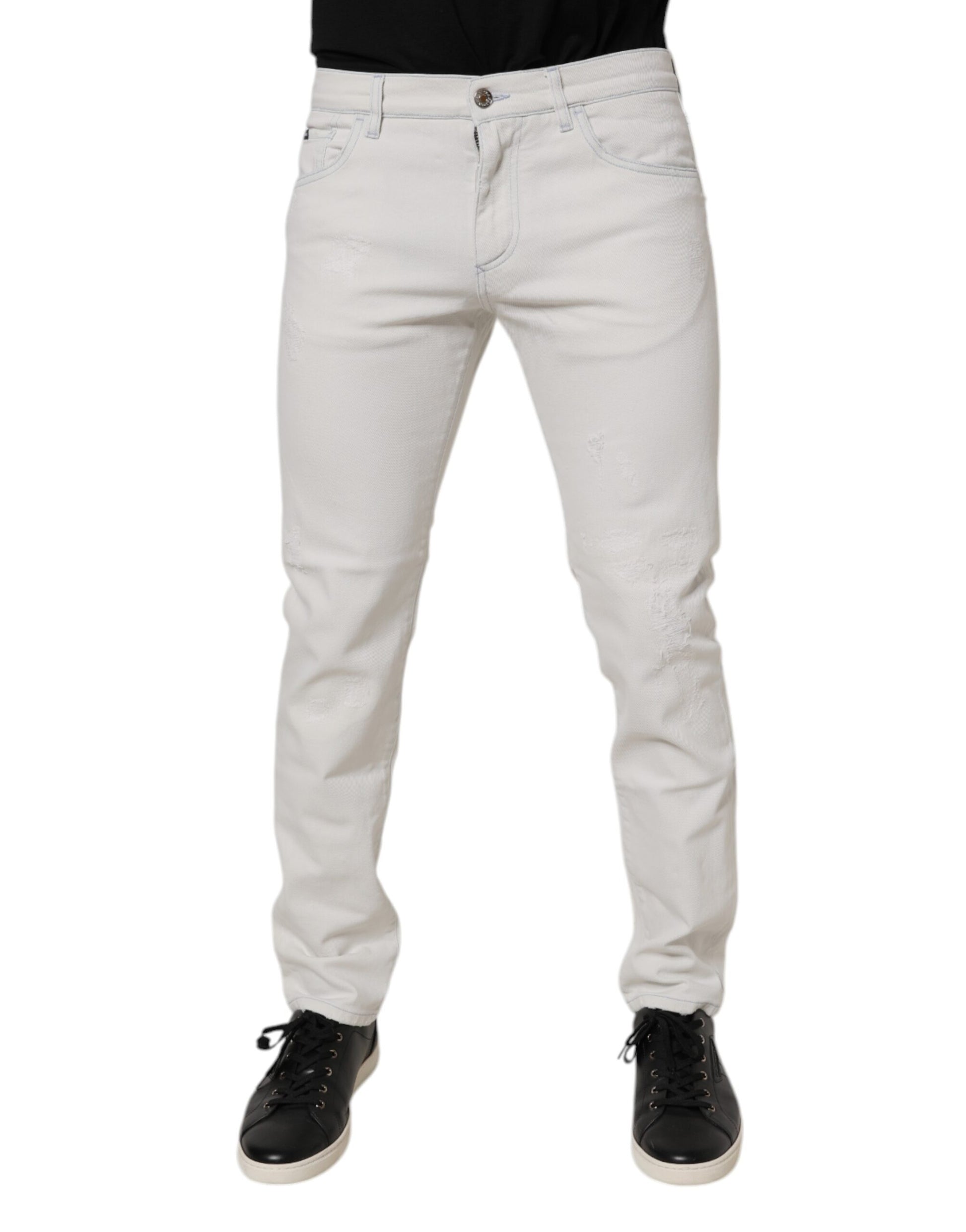 Dolce & Gabbana White Cotton Stretch Skinny Slim Denim Jeans by Dolce & Gabbana