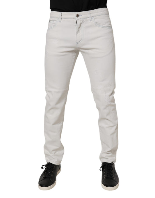 Dolce & Gabbana White Cotton Stretch Skinny Slim Denim Jeans by Dolce & Gabbana