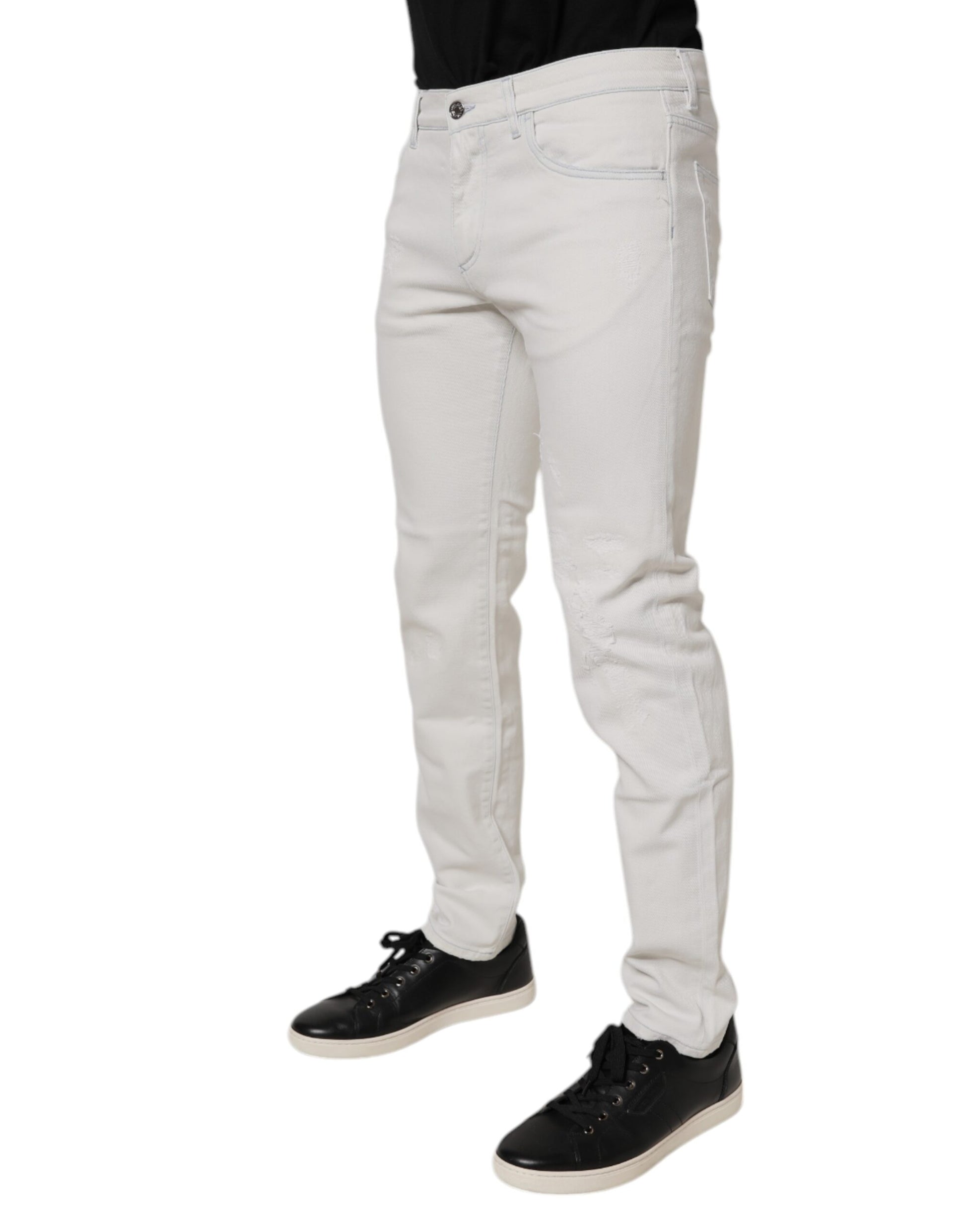 Dolce & Gabbana White Cotton Stretch Skinny Slim Denim Jeans by Dolce & Gabbana