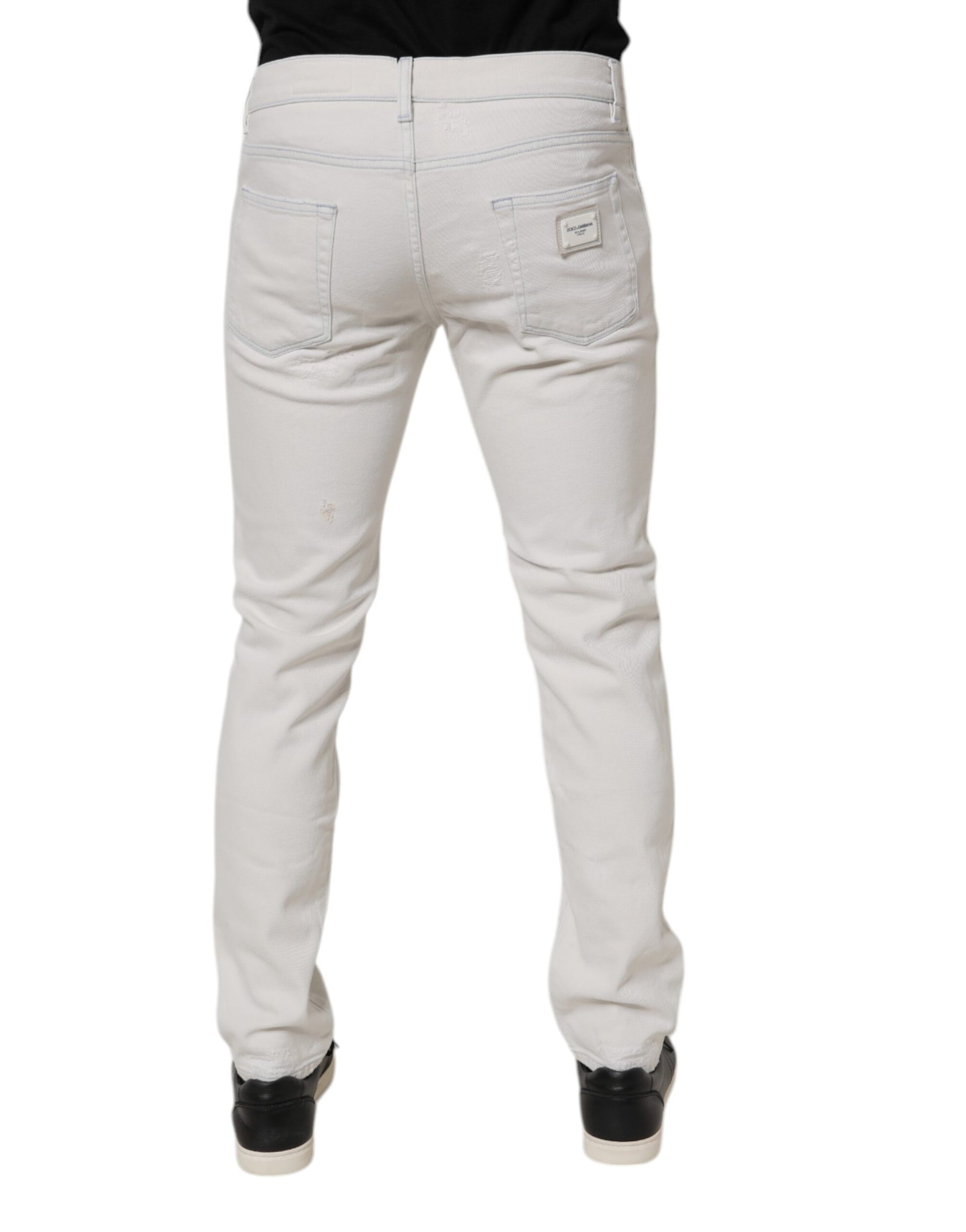 Dolce & Gabbana White Cotton Stretch Skinny Slim Denim Jeans by Dolce & Gabbana