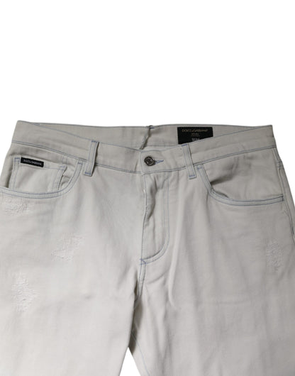 Dolce & Gabbana White Cotton Stretch Skinny Slim Denim Jeans by Dolce & Gabbana
