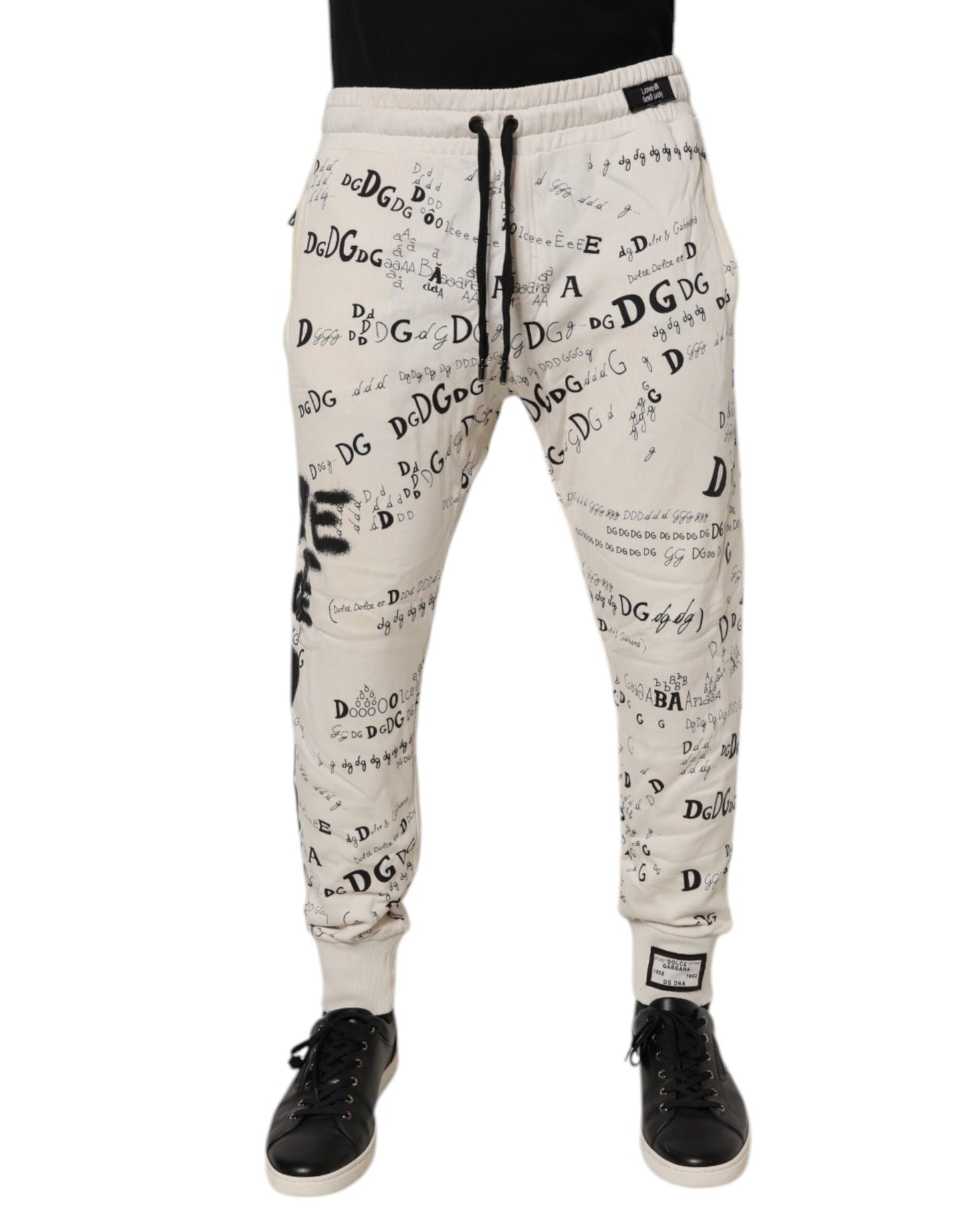 Dolce & Gabbana White Logo Print Men Skinny Sweatpants Pants by Dolce & Gabbana