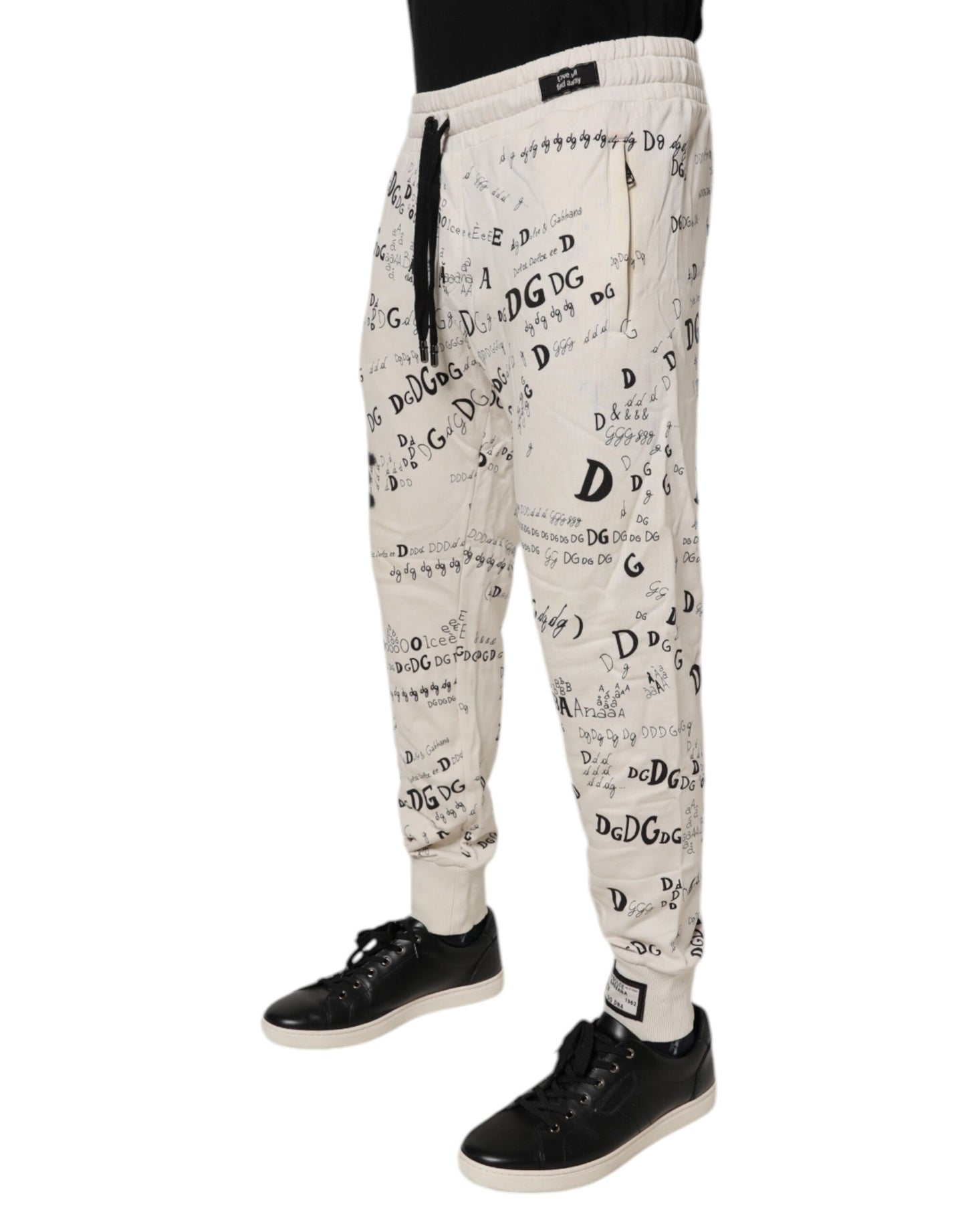 Dolce & Gabbana White Logo Print Men Skinny Sweatpants Pants by Dolce & Gabbana