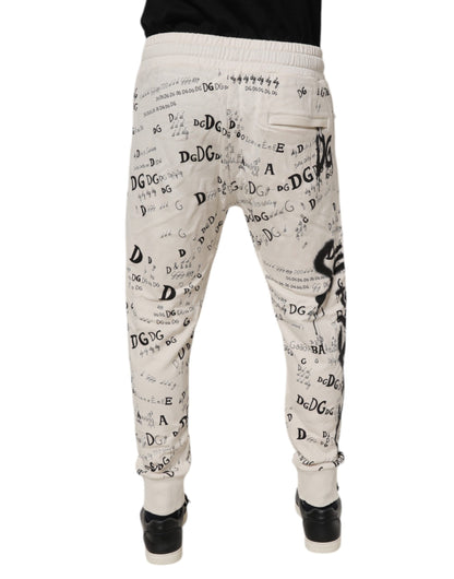 Dolce & Gabbana White Logo Print Men Skinny Sweatpants Pants by Dolce & Gabbana