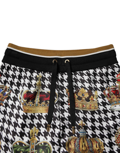 Dolce & Gabbana Multicolor Houndstooth Crown Men Sweatpants Pants by Dolce & Gabbana