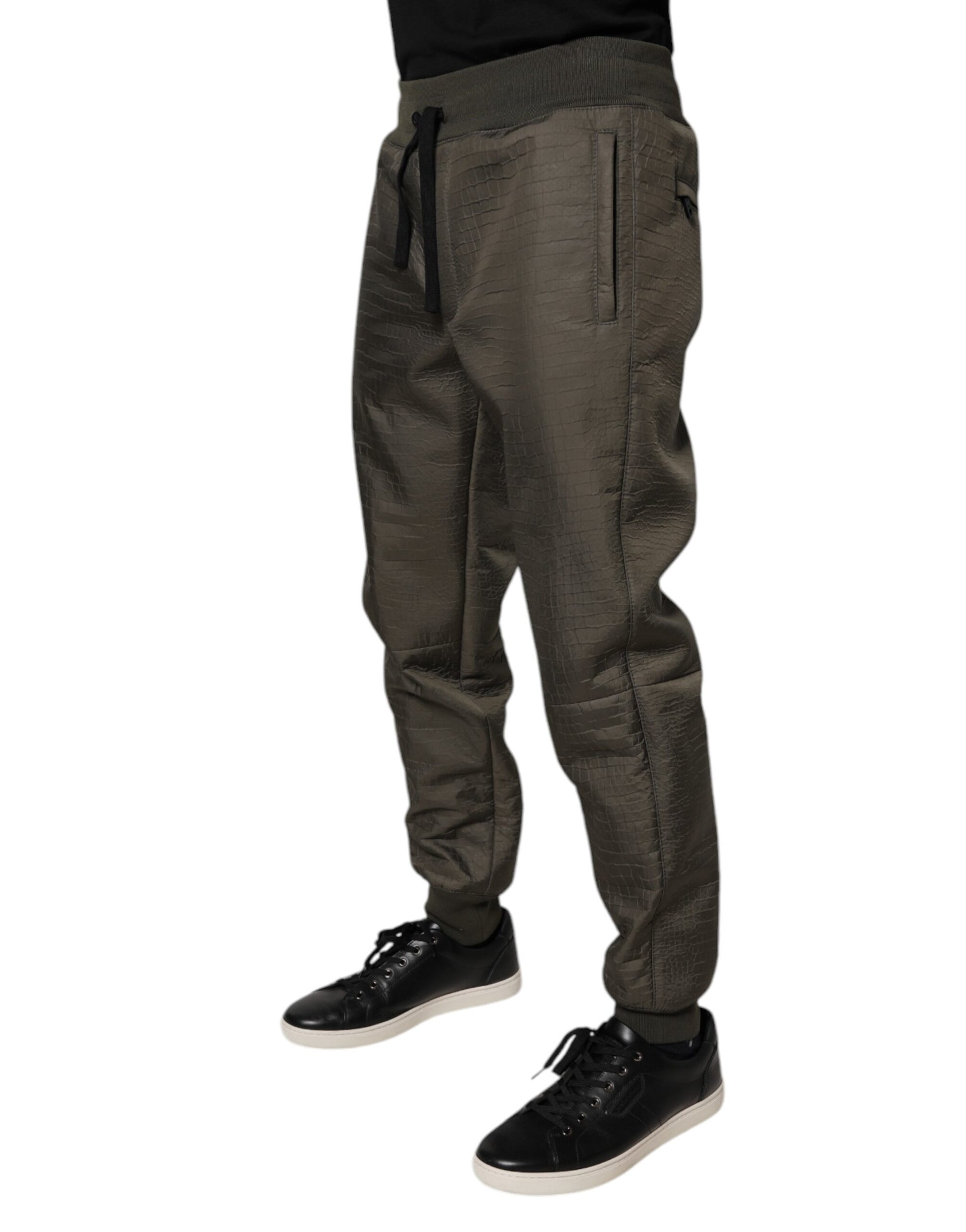 Dolce & Gabbana Brown Lambskin Leather Men Sweatpants Pants by Dolce & Gabbana