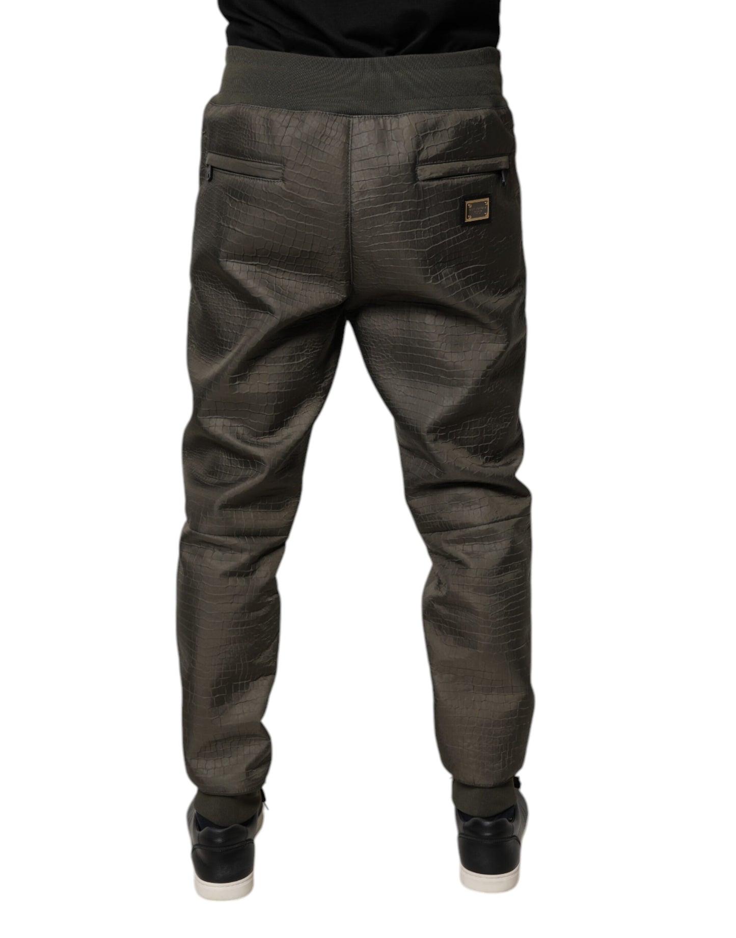 Dolce & Gabbana Brown Lambskin Leather Men Sweatpants Pants by Dolce & Gabbana