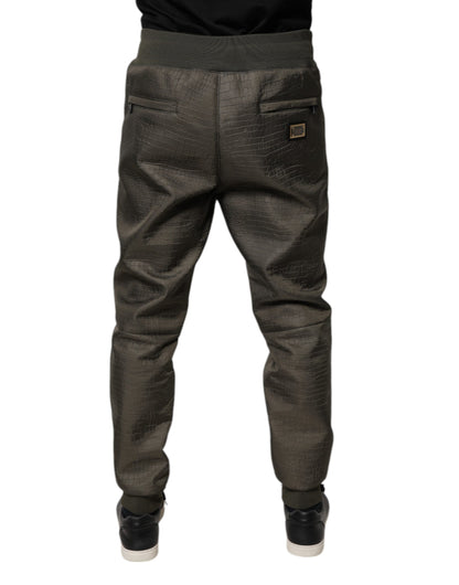 Dolce & Gabbana Brown Lambskin Leather Men Sweatpants Pants by Dolce & Gabbana