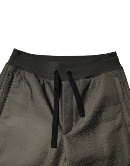 Dolce & Gabbana Brown Lambskin Leather Men Sweatpants Pants by Dolce & Gabbana