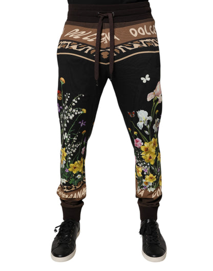 Dolce & Gabbana Black Floral Cotton Jogger Sweatpants Pants by Dolce & Gabbana