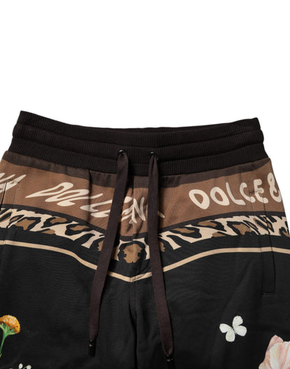 Dolce & Gabbana Black Floral Cotton Jogger Sweatpants Pants by Dolce & Gabbana