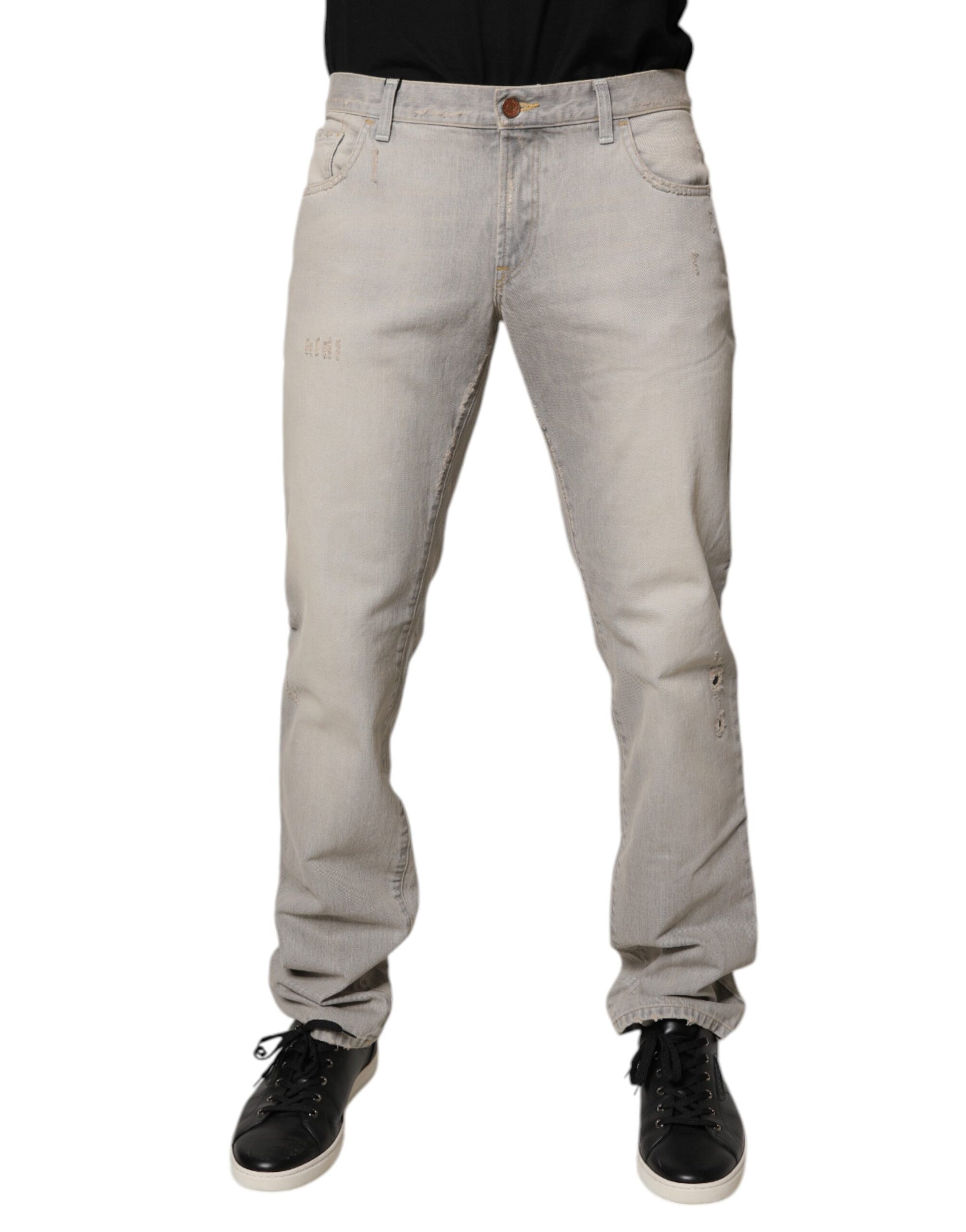 Dolce & Gabbana Light Gray Cotton Skinny Denim Jeans by Dolce & Gabbana