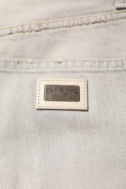 Dolce & Gabbana Light Gray Cotton Skinny Denim Jeans by Dolce & Gabbana