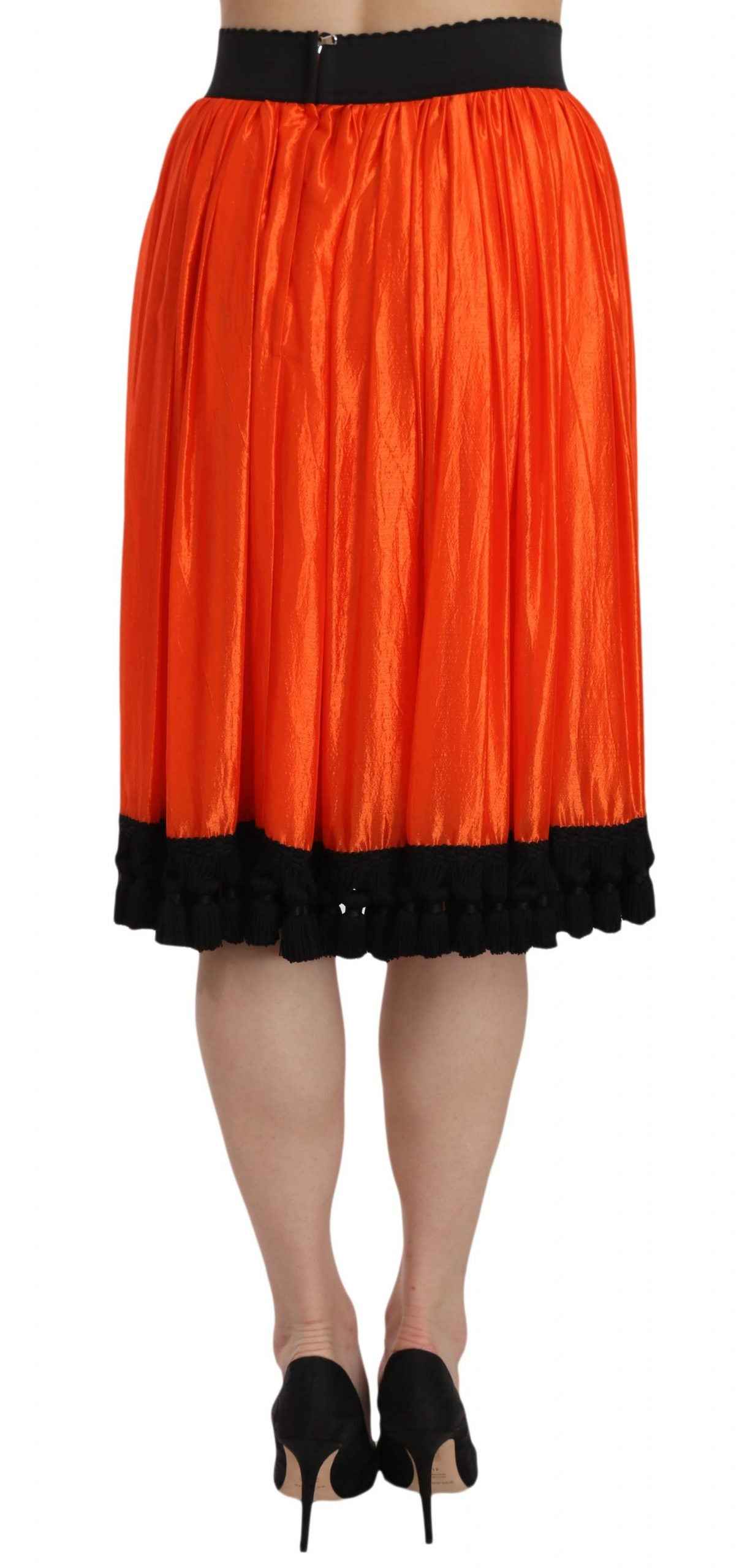 Dolce & Gabbana Hoge Taille Rok 84%Nylon16%Silk Zwart/Oranje