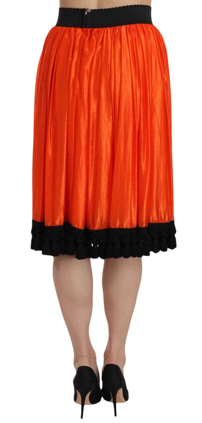 Dolce & Gabbana Hoge Taille Rok 84%Nylon16%Silk Zwart/Oranje