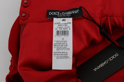 Short glamour en soie rouge brodé de fleurs Dolce &amp; Gabbana