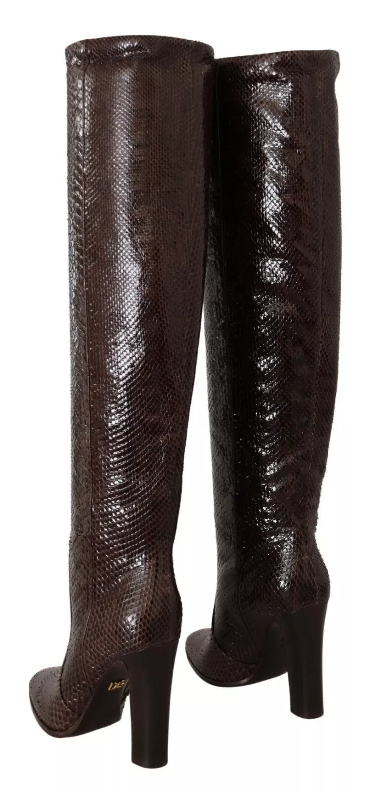 Dolce & Gabbana Brown Exotic Leather Heels High Boots Shoes by Dolce & Gabbana