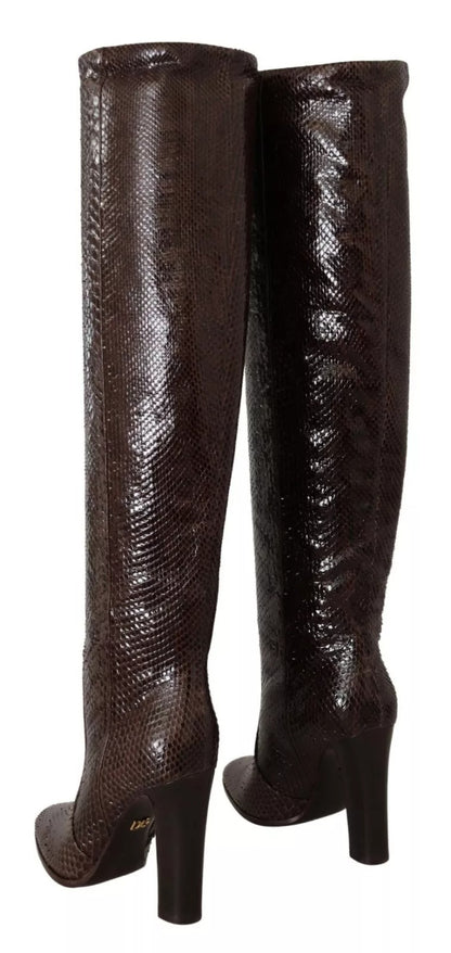 Dolce & Gabbana Brown Exotic Leather Heels High Boots Shoes by Dolce & Gabbana