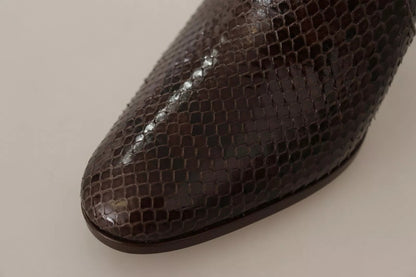 Dolce & Gabbana Brown Exotic Leather Heels High Boots Shoes by Dolce & Gabbana