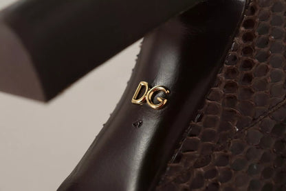 Dolce & Gabbana Brown Exotic Leather Heels High Boots Shoes by Dolce & Gabbana