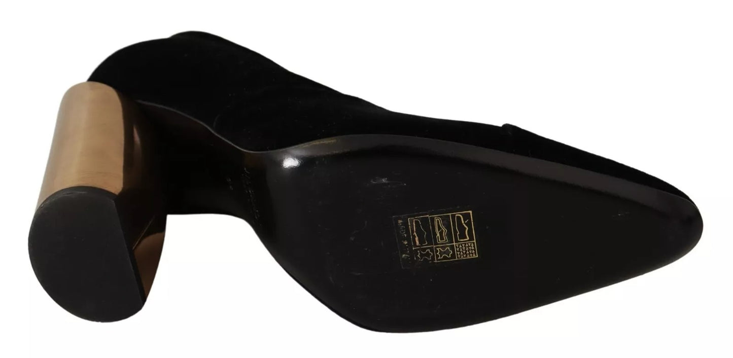 Escarpins à talons carrés en cuir suédé noir Jil Sander