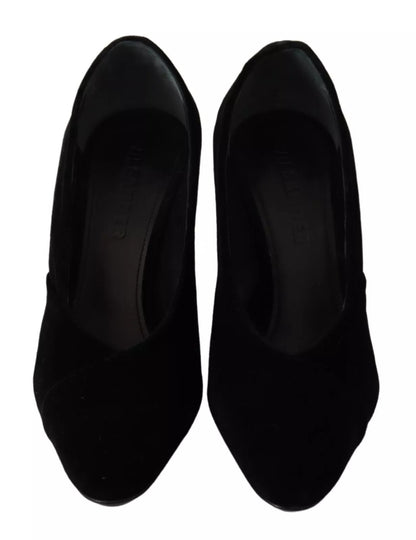 Escarpins à talons carrés en cuir suédé noir Jil Sander