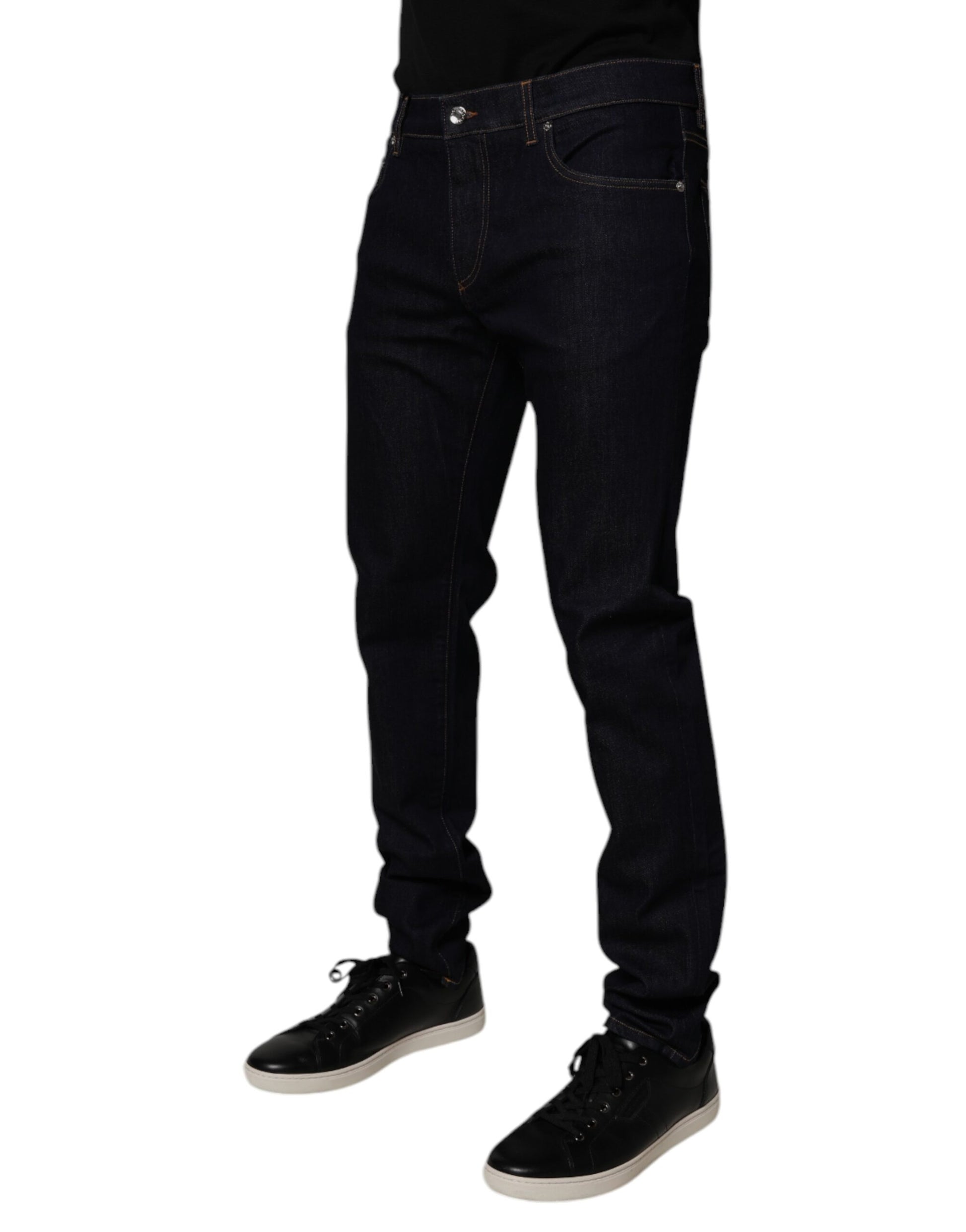 Dolce & Gabbana Black Cotton Stretch Men Skinny Denim Jeans by Dolce & Gabbana