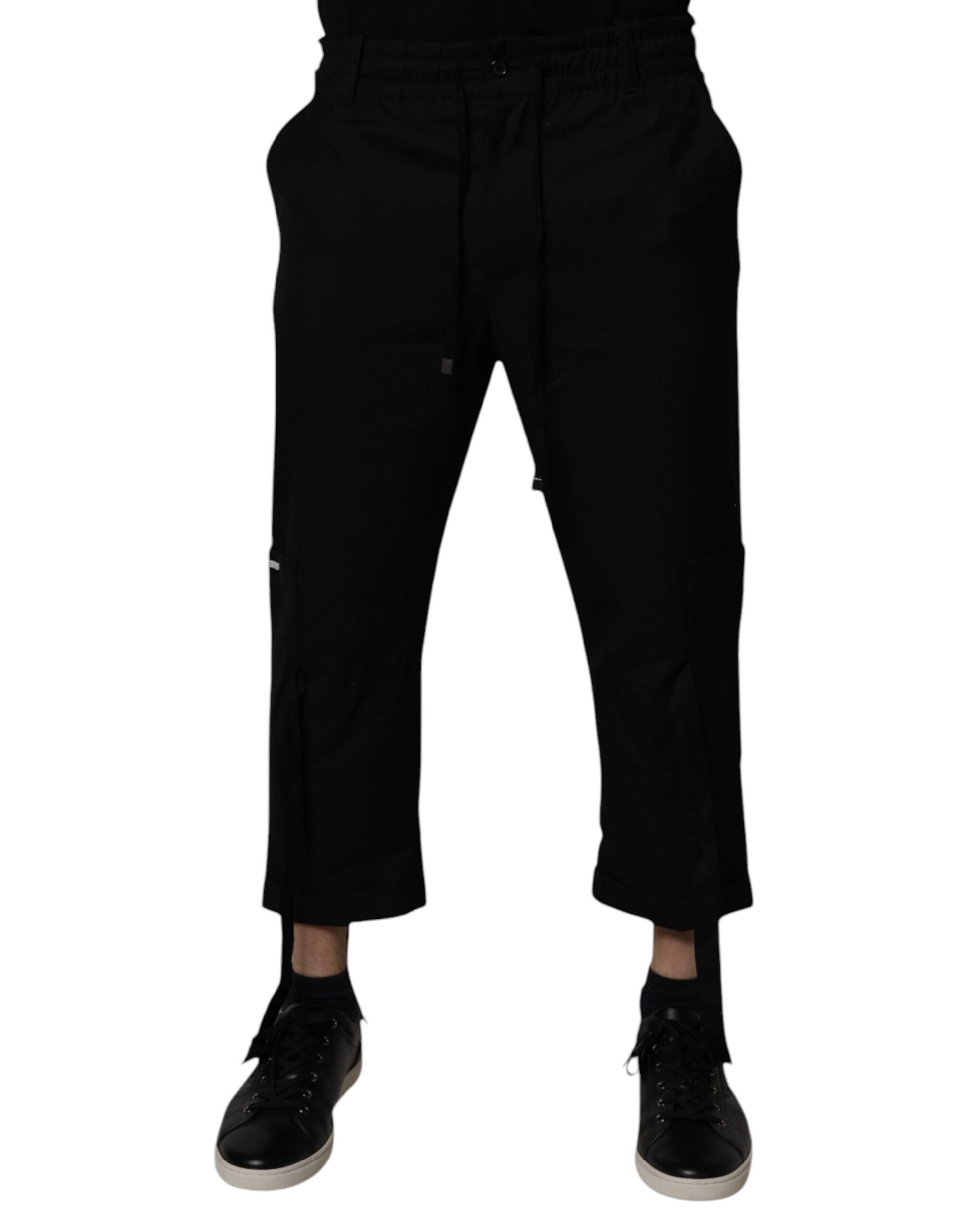Dolce & Gabbana Black Polyester Men Cropped Pants by Dolce & Gabbana