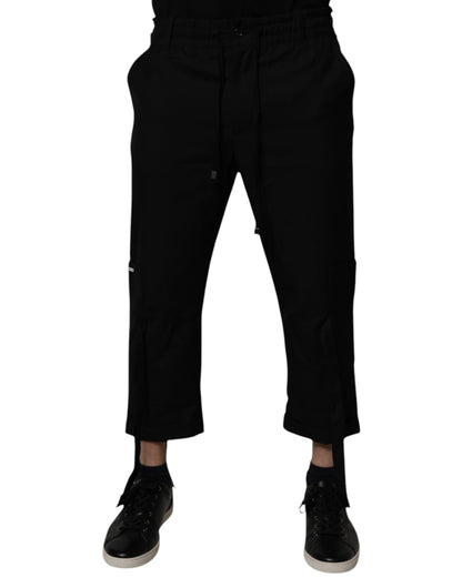 Dolce & Gabbana Black Polyester Men Cropped Pants by Dolce & Gabbana