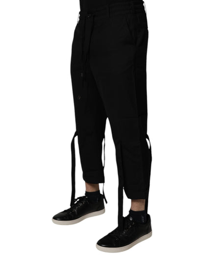 Dolce & Gabbana Black Polyester Men Cropped Pants by Dolce & Gabbana